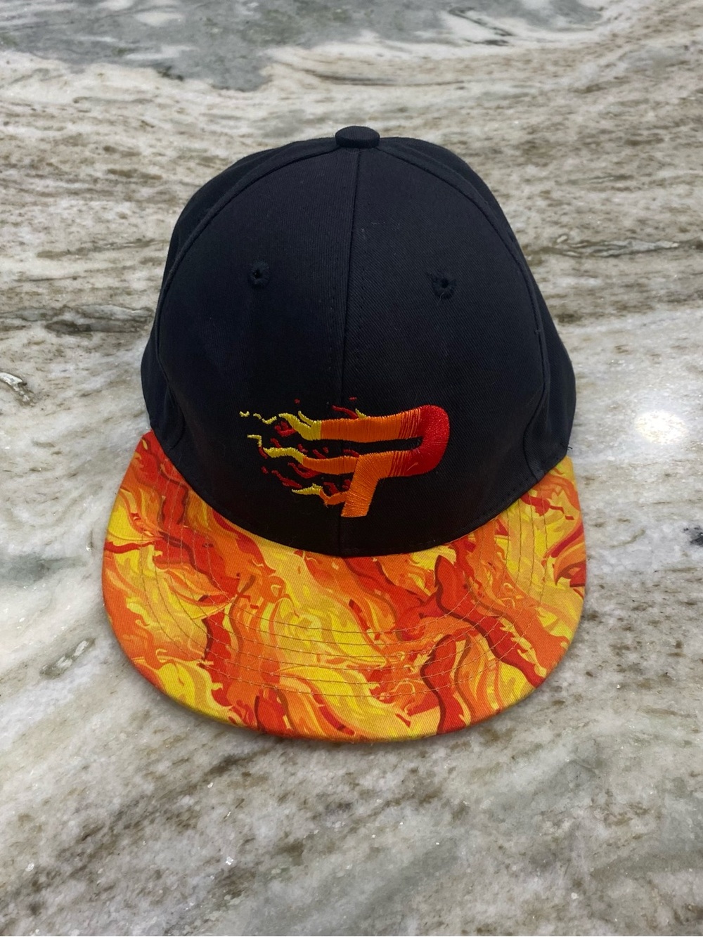 Authentic Preston PLAYZ trust your fireBlack & Orange Flaming Brim kids Cap hat
